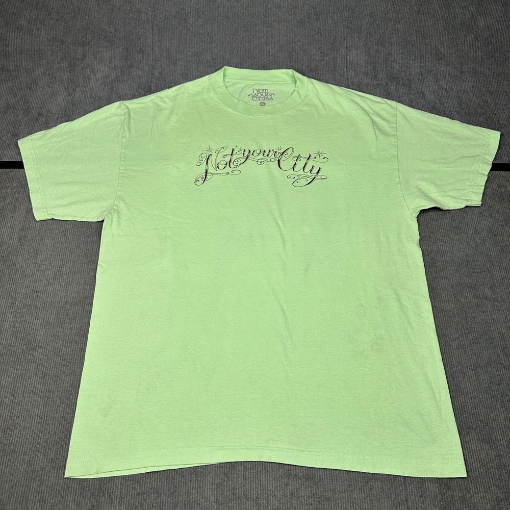 Not Your City Ricardo Ribeiro Graphic T-Shirt Lime Green Mens XL Streetwear Y2k